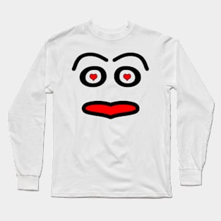 Funny love face - heart - red and black. Long Sleeve T-Shirt